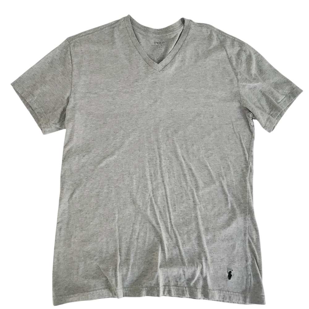 POLO RALPH LAUREN mens Slim Fit v-neck gray 100% cotton large